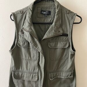 Army green, cargo style vest